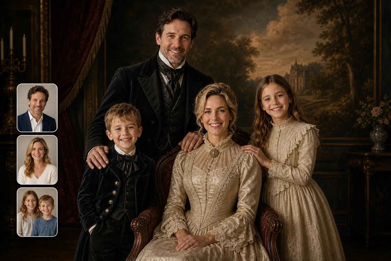 AI Family Photo Generator royal English aristocrat family portrait example